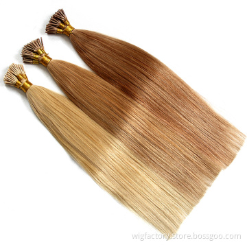 Double drawn pre-bonded raw indian hair i tips, full cuticle keratin i tip remy raw hair extension
